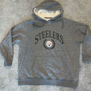 Gray Pittsburgh Steelers fleece Sherpa soft polyester Hooded Hoodie Sweatshirt